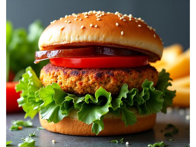 Veggie Chicken Burger mit Salat