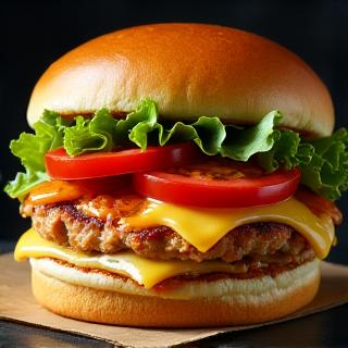 Ein saftiger Hähnchenburger mit frischen Zutaten